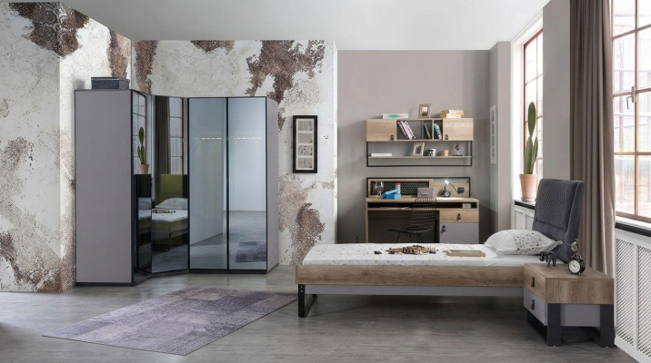 Children's room youth room set bed corner wardrobe wardrobe desk furniture 4-piece