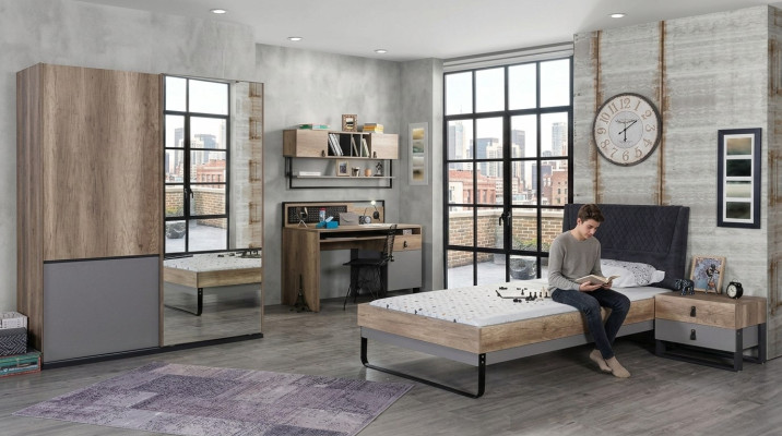 Complete youth room children's room set table bed wardrobe bedside table 4-piece set
