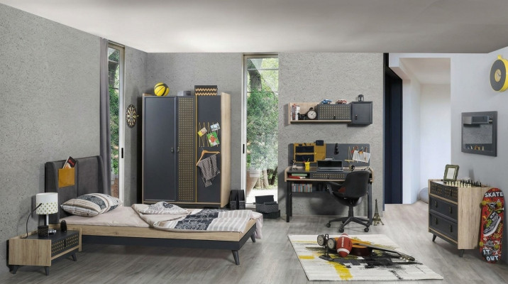 Youth Children's Room Bedside Cabinet Modern Bedroom Dresser Table 5-piece set.