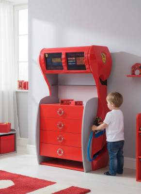 Gas station dresser with drawers children's room modern furniture shelf wood room