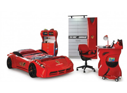 Children's room car set bed wardrobe dresser desk boy furniture 4-piece set