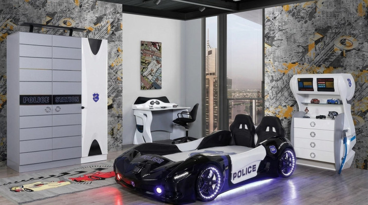 Children's bed racing car bedroom furniture mattress car bed