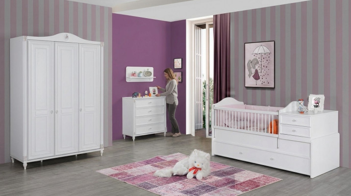 Children's room 3-piece set bedroom wardrobe chest of drawers youth room furniture