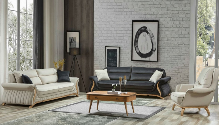 Design sofa set upholstered sofa armchair set suite 3+3+1 3-piece set