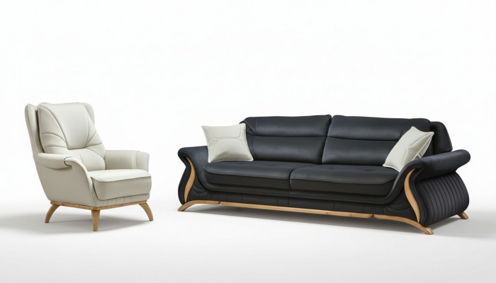 Design Sofa 3+1 Seat Armchair Couch Upholstery Luxury Classic Faux Leather Couches
