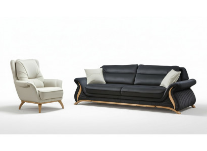 Design Sofa 3+1 Seat Armchair Couch Upholstery Luxury Classic Faux Leather Couches