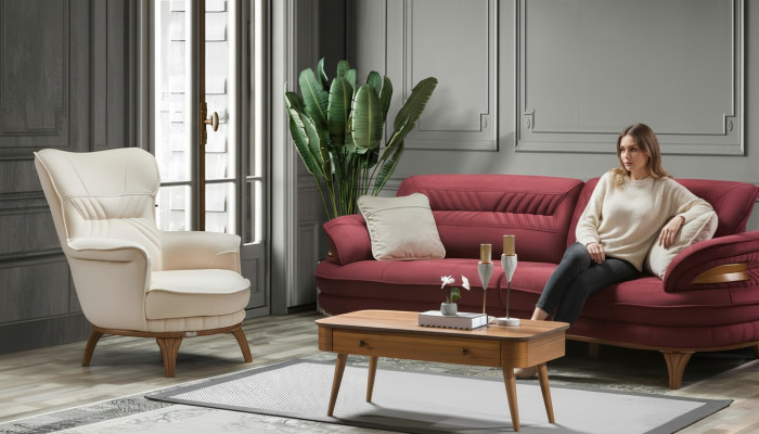 Sofa 3-seater + armchair living room sofa sofas armchair luxury fabric furniture