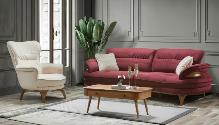 Sofa 3-seater + armchair living room sofa sofas armchair luxury fabric furniture