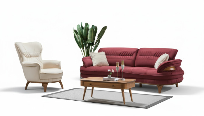 Sofa 3-seater + armchair living room sofa sofas armchair luxury fabric furniture