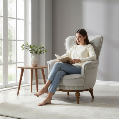 Armchair Luxury Design Textile Living Room Classic Style Furniture Lounge