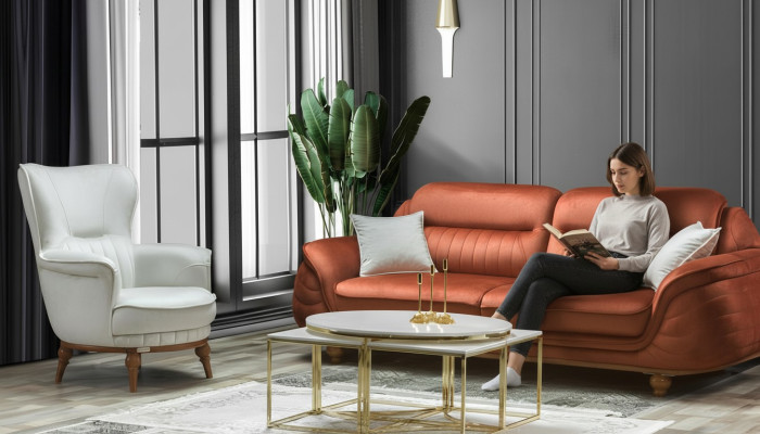Sofa 3-seater + armchair, living room sofa, sofas, armchair, fabric furniture, luxury.