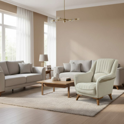 Armchair Seat Classic Design Living Room Upholstery Single Seater Relax White