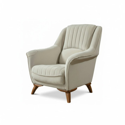 Armchair Seat Classic Design Living Room Upholstery Single Seater Relax White