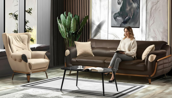 3-seater sofa, armchair design, upholstered seat, classic design, living room