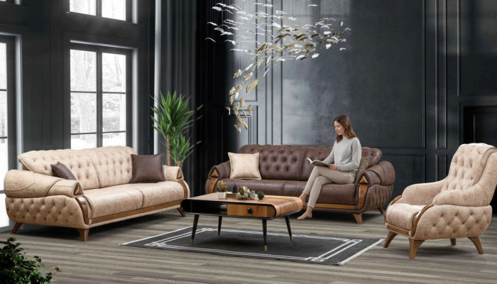 3-seater sofa leather three-seater upholstery design living room furniture