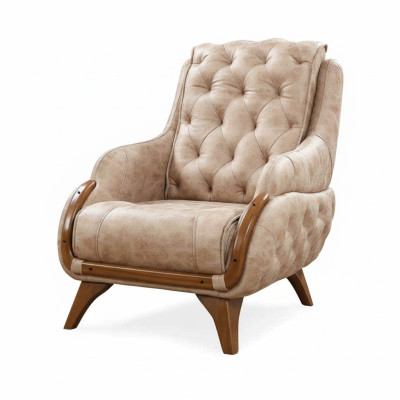 Chair Seat Classic Design Living Room Upholstery Single-Seater Leather Style