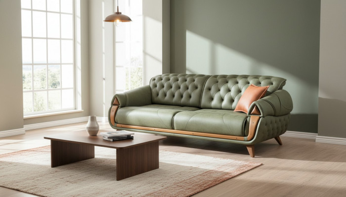 Classic three-seater sofa couch upholstered furniture living room 3 seat