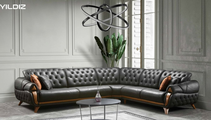 Living room leather black sofa sofas L-shaped seat color corner sofa couch