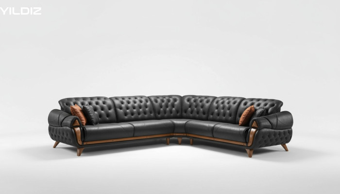 Living room leather black sofa sofas L-shaped seat color corner sofa couch