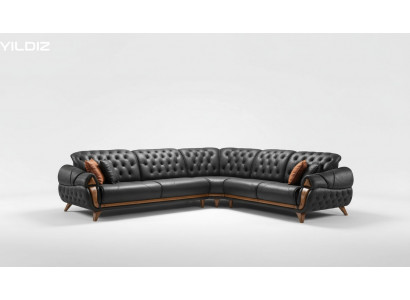 Living room leather black sofa sofas L-shaped seat color corner sofa couch