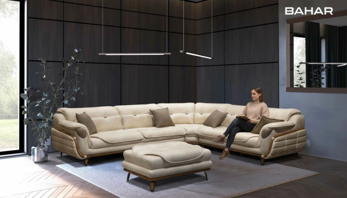 Luxury corner sofa L-shape set seating living room upholstered furniture corner sofa
