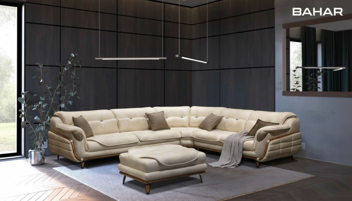 Luxury corner sofa L-shape set seating living room upholstered furniture corner sofa