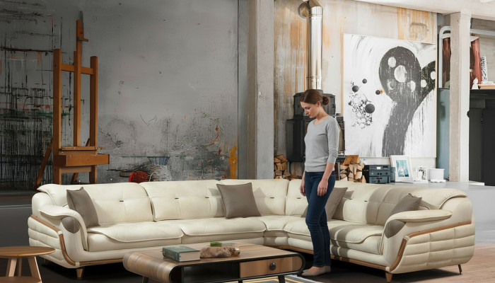 Sectional sofa L-shape fabric luxury sofa living landscape upholstered couch couches