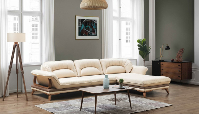 Living room textile L-shaped sofas white corner sofa upholstered furniture corner suite