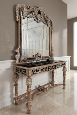 Classic Mirror Vanity Console Table Brown Wood Bedroom Furniture New