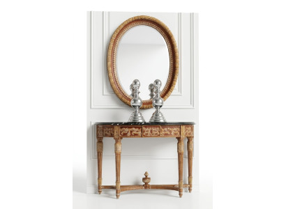 Italian Wooden Furniture 2-piece Set Baroque Style Console Table with New Mirror