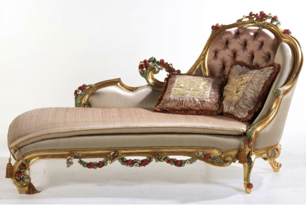 Luxurious chaise longue with decorative carvings