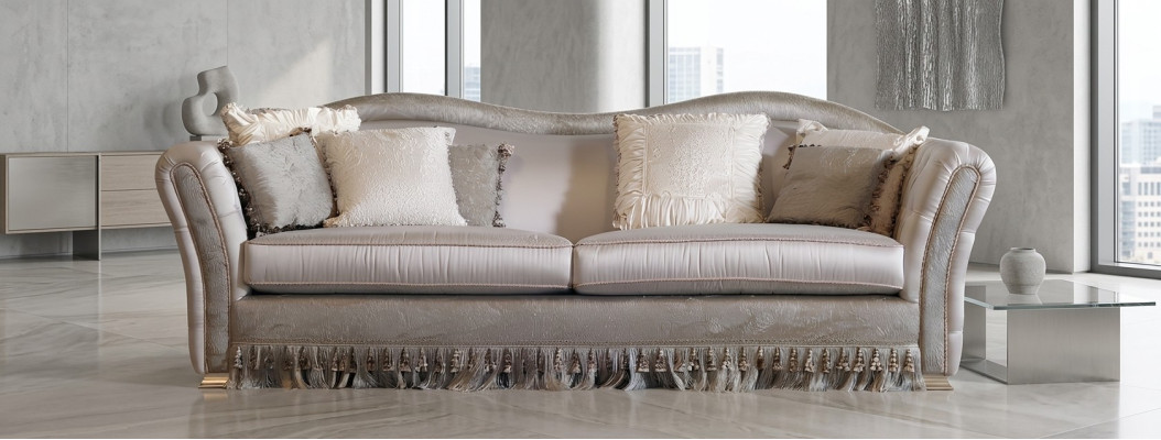 Chesterfield Classic Three-Seater Sofa Upholstered Sofa Textile Sofa 3 Seater New
