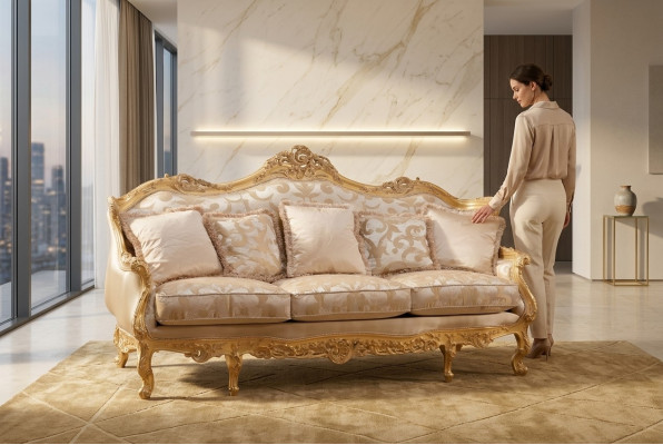 Classic three-seater sofa brown furniture