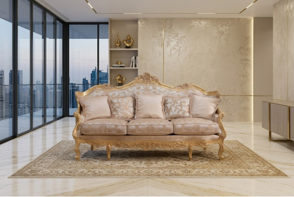 Classic three-seater sofa brown furniture