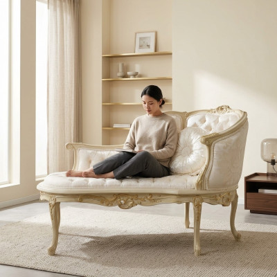 Lounge Chesterfield Sofa Bed Upholstery Loungers Chaise Longues Club White Baroque New