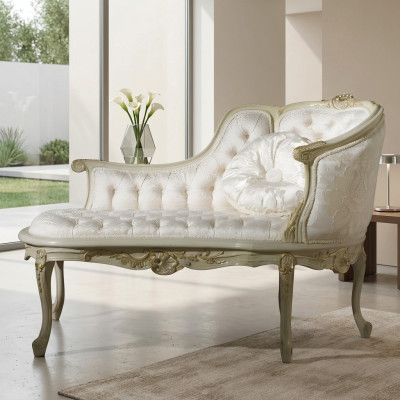 Lounge Chesterfield Sofa Bed Upholstery Loungers Chaise Longues Club White Baroque New