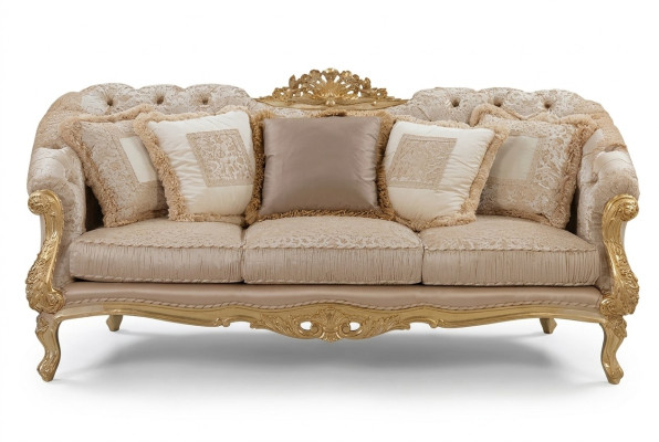 Chesterfield classic three-seater fabric sofa