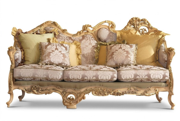 Classic Chesterfield sofa with hand-carved details
