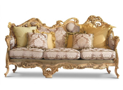 Classic Chesterfield sofa with hand-carved details