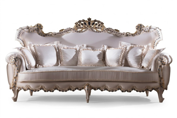 Classic three-seater sofa living landscape fabric sofa 3-seat Baroque