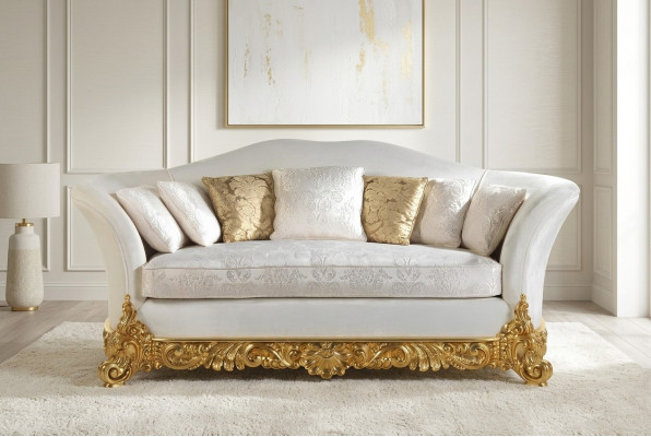 White sofa classic three-seater sofas living room textile couches 3 seats