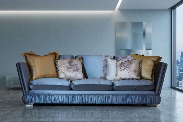 Classic triple room sofa color blue living room textile sofa classic