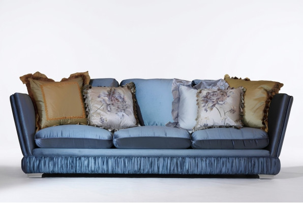 Classic triple room sofa color blue living room textile sofa classic