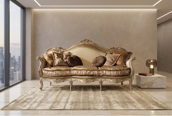 Textile sofa couch upholstered sofa 3-seater couches sofas Art Deco three-seater new