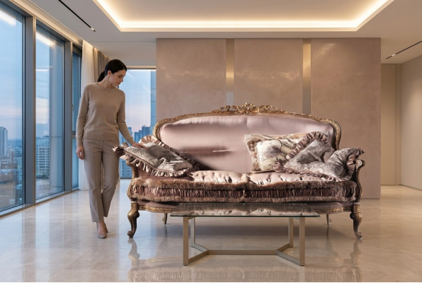 Design upholstery textile sofas couches luxury sofa 2-seater furniture couch furnishings