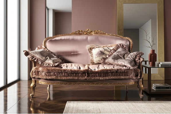 Design upholstery textile sofas couches luxury sofa 2-seater furniture couch furnishings