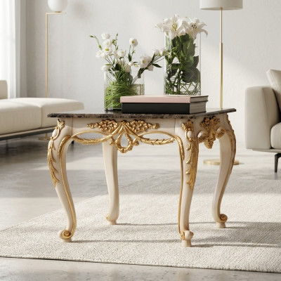Luxurious square side table with carved legs