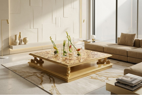 Coffee table table side table living room table wood royal side baroque classic