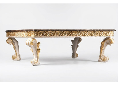 Coffee Game Table Marble Top Antique Side Table Marble Wood Classic
