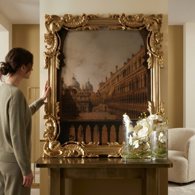 Mirror with carved frame Gold Baroque Rococo Italian Wall Mirror New